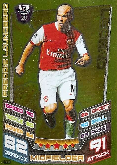 FREDDIE LJUNBERG - TOPPS EPL MATCH ATTAX 2012/2013 - GOLD `LEGEND` TRADING CARD 483