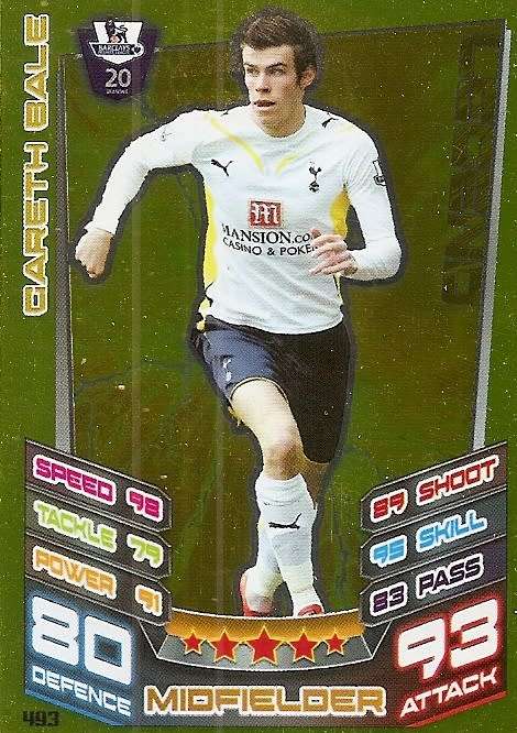 GARETH BALE - TOPPS EPL MATCH ATTAX 2012/2013 - GOLD `LEGEND` TRADING CARD 493