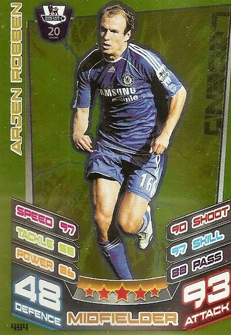 ARJEN ROBBEN - TOPPS EPL MATCH ATTAX 2012/2013 - GOLD `LEGEND` TRADING CARD 494