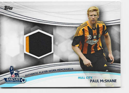 PAUL McSHANE (Hull City) - TOPPS `PREMIER GOLD` 2013/14 - AUTHENTIC `WORN MEMORABILIA` CARD JR-PC