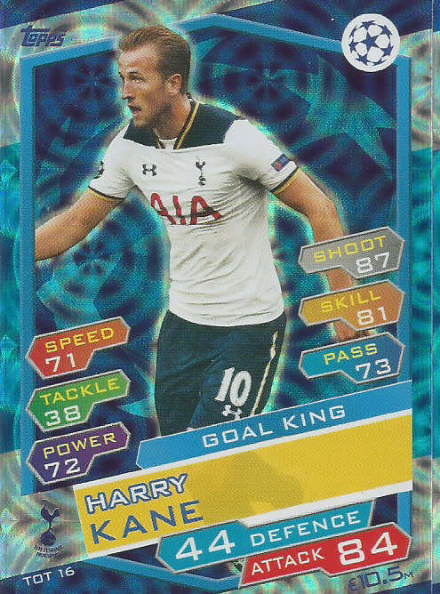 HARRY KANE - TOPPS CHAMPIONS LEAGUE 2016/17 -  `GOAL KING` FOIL TRADING CARD