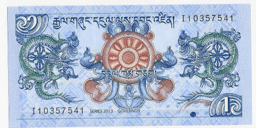 BANK of BHUTAN - 1 NGULTRUM BANK NOTE 2013  - UNC