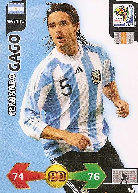 FERNANDO GAGO - FIFA WORLD CUP 2010 ADRENALYN XL -  `BASE` TRADING CARD - UK EDITION ONLY