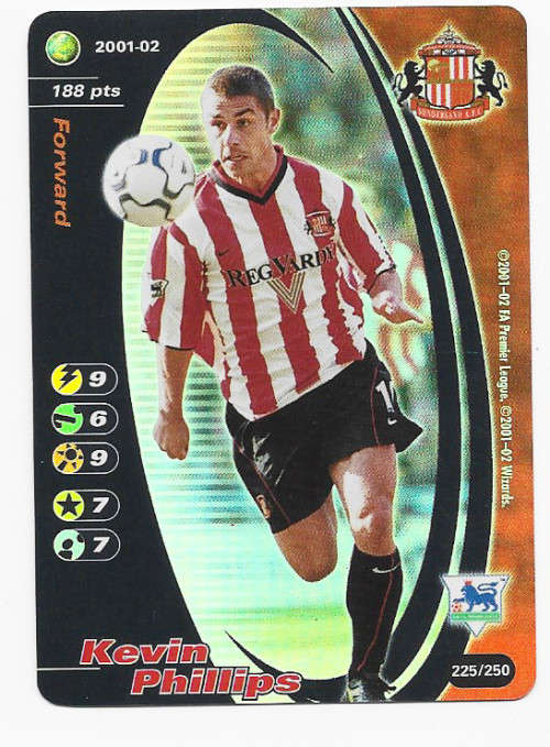 KEVIN PHILLIPS (Sunderland) - EPL WIZARDS 2001/02 - FOIL TRADING CARD 225/250