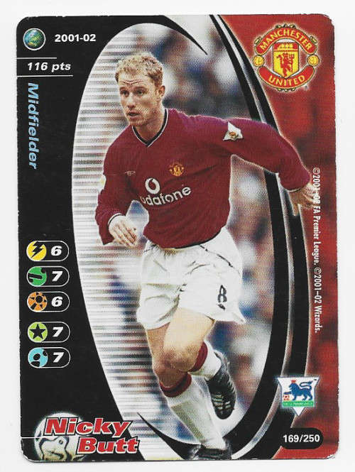 NICKY BUTT (Manchester United) - EPL WIZARDS 2001/02 - FOIL TRADING CARD 169/250