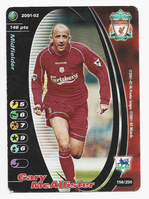 GARY McALLISTER (Liverpool) - EPL WIZARDS 2001/02 - FOIL TRADING CARD 156/250
