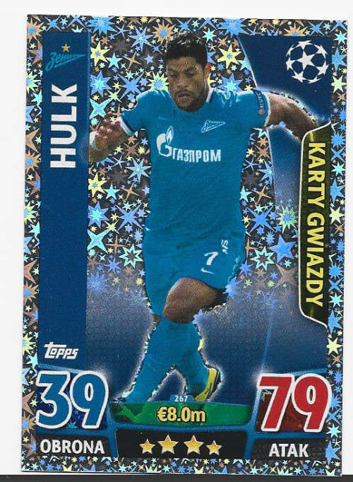 HULK - CHAMPIONS LEAGUE  2015/16 - TOPPS - `STAR PLAYER` TRADING CARD - POLISH EDITION