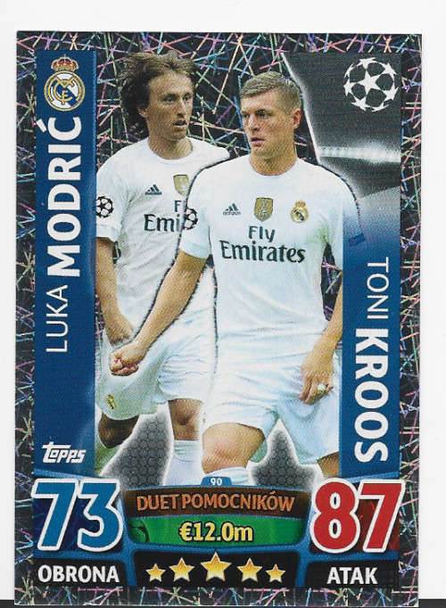 REAL MADRID - CHAMPIONS LEAGUE  2015/16 - TOPPS - `TEAM DUO` TRADING CARD - POLISH EDITION