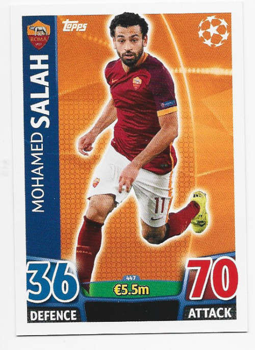 MOHAMED SALAH(ROMA) - TOPPS `CHAMPIONS LEAGUE`  2015/16 - `BASE` TRADING CARD