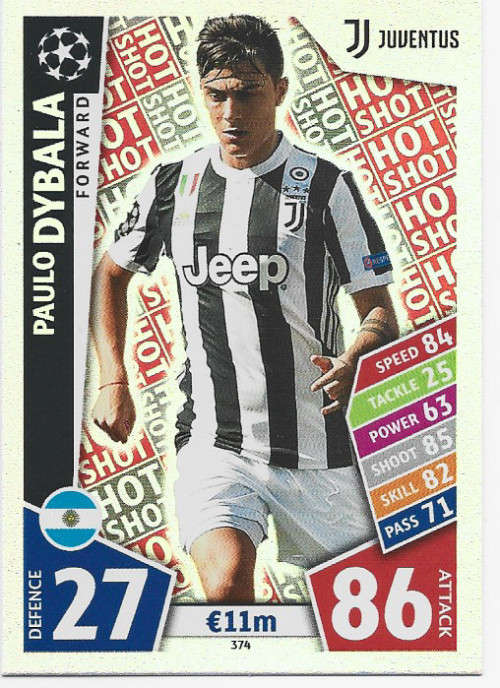 PAULO DYBALA - TOPPS CHAMPIONS LEAGUE 2017/2018 -  `FORWARD` FOIL TRADING CARD