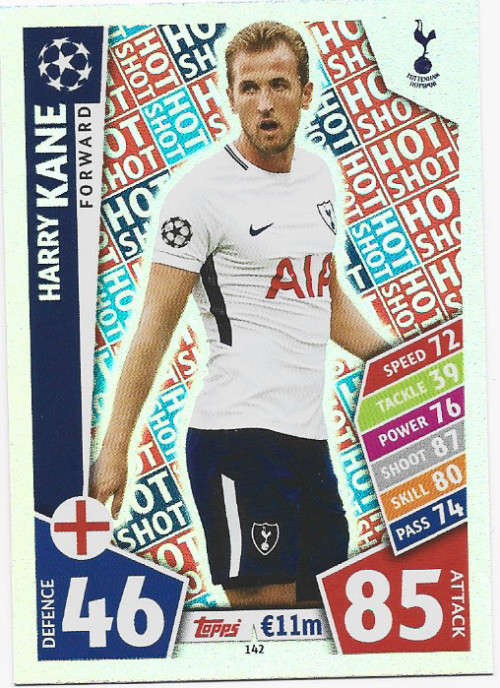 HARRY KANE - TOPPS CHAMPIONS LEAGUE 2017/2018 -  `FORWARD` FOIL TRADING CARD