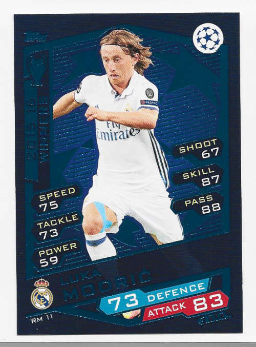 LUKA MODRIC - TOPPS `CHAMPIONS LEAGUE` 2016/17 -  `WINNERS` FOIL TRADING CARD