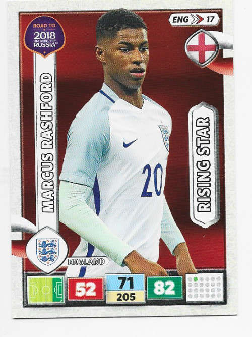 MARCUS RASHFORD - PANINI `ROAD to WORLD CUP 2018` COLLECTION - ROOKIE `RISING STAR` TRADING CARD