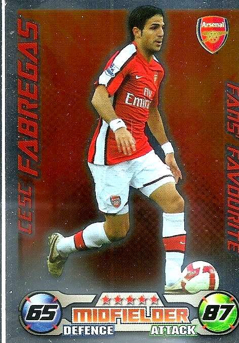 CESC FABREGAS - TOPPS `MATCH ATTAX` 2008/09 - `FANS FAVOURITE` FOIL TRADING CARD