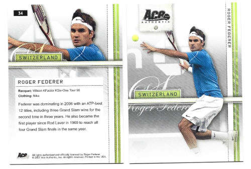ROGER FEDERER - ACE AUTHENTIC "STRAIGHT SETS" 2007 TENNIS COLLECTION - BASE TRADING CARD 34