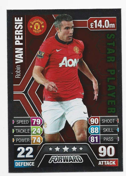 ROBIN VAN PERSIE - TOPPS `MATCH ATTAX` 2013/2014 - `STAR PLAYER` FOIL TRADING CARD 115 Int.