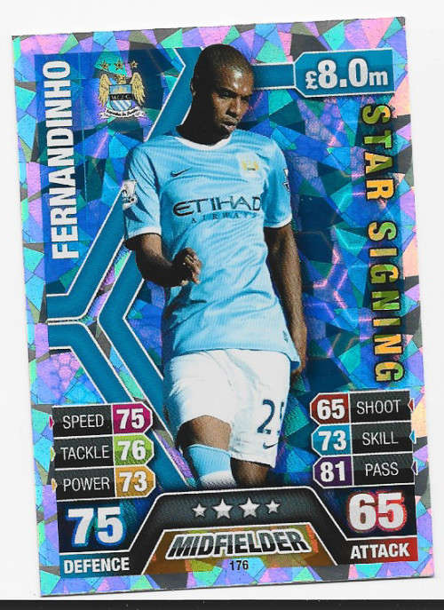 FERNANDINHO - TOPPS `MATCH ATTAX` 2013/2014 - `STAR PLAYER` FOIL TRADING CARD 176 UK