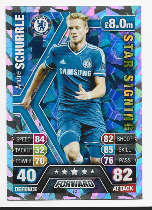 ANDRE SCHURLLE - TOPPS `MATCH ATTAX` 2013/2014 - `STAR PLAYER` FOIL TRADING CARD 72 UK