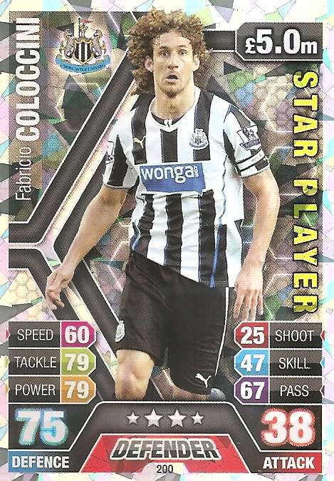 FABRICIO COLLOCINI - TOPPS `MATCH ATTAX` 2013/2014 - `STAR PLAYER` FOIL TRADING CARD 200 UK