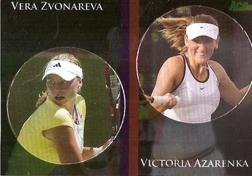 V. ZVONAREVA/V. AZARENKA - `ACE AUTHENTIC` TENNIS 2011 - FOIL `MILK CAP INSERT` TRADING CARD DP12