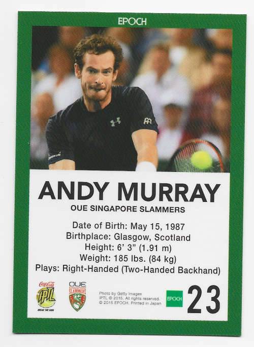 ANDY MURRAY - EPOCH  Coca Cola TENNIS League 2015  - TRADING CARD 23
