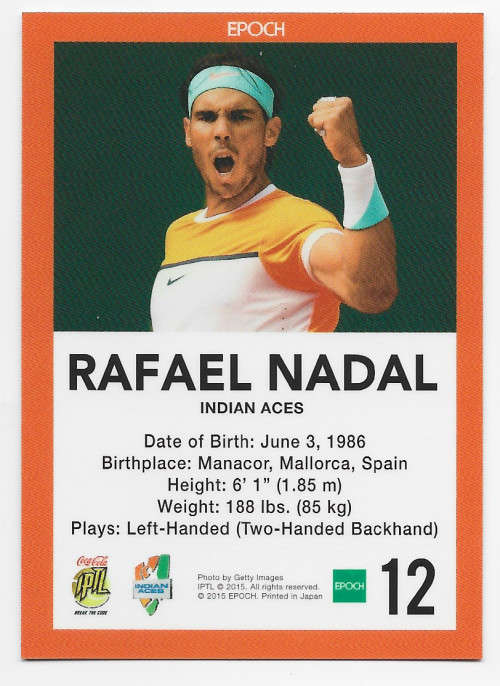 RAFAEL NADAL - EPOCH  Coca Cola TENNIS League 2015  - TRADING CARD 12