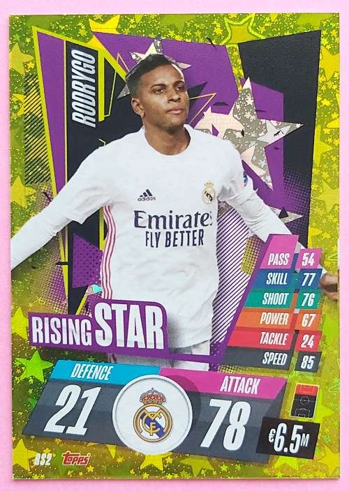 RODRYGO (Real Madrid) - TOPPS `CHAMPIONS LEAGUE` 2020/2021 - GOLD `RISING STAR` TRADING CARD RS2