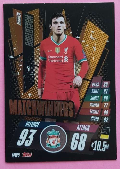ANDREW ROBERTSON (Liverpool) - TOPPS `CHAMPIONS LEAGUE` 2020/2021 - BRONZE `MATCHWINNERS` FOIL CARD