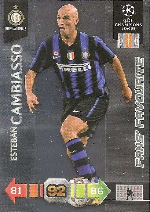 E. CAMBIASSO - PANINI `CHAMPIONS LEAGUE` 2010/2011 - FOIL `FANS FAVOURITE` TRADING CARD