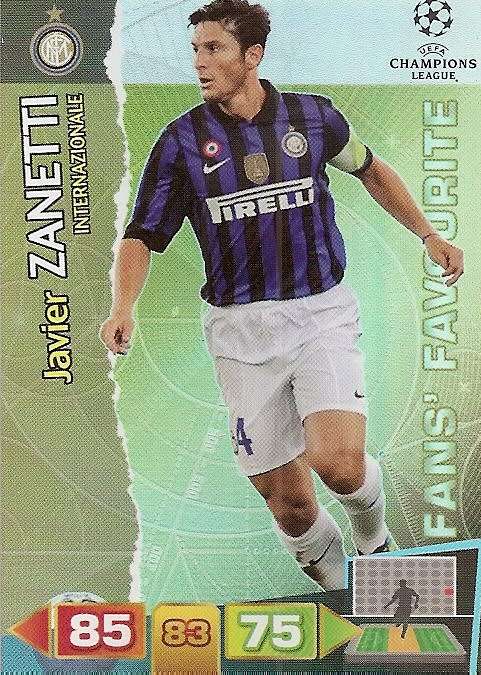 J. ZANETTI (Inter Milan) - PANINI `CHAMPIONS LEAGUE 2011/12` - `FANS FAVOURITE` TRADING CARD