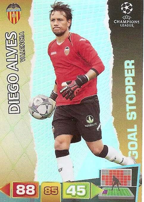 DIEGO ALVES (Valencia) - PANINI `CHAMPIONS LEAGUE 2011/12` - FOIL `GOAL STOPPER` TRADING CARD