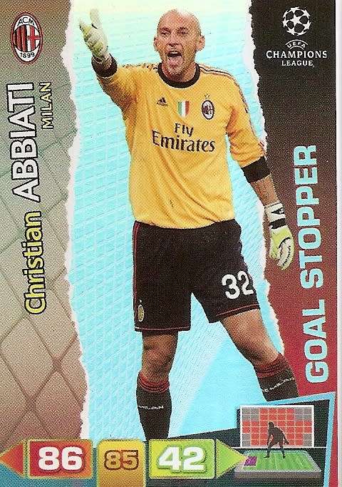 C. ABBIATI (AC Milan.) - PANINI `CHAMPIONS LEAGUE 2011/12` - FOIL `GOAL STOPPER` TRADING CARD