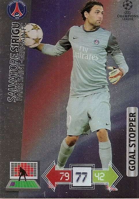 S. SIRIGU (PSG) - PANINI `CHAMPIONS LEAGUE 2012/13` - FOIL `GOAL STOPPER` TRADING CARD
