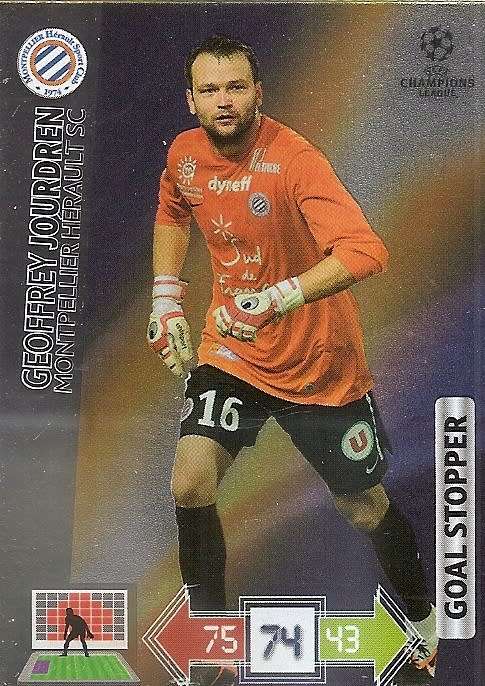 GEOFFREY JOURDREN (Montpelli) - PANINI `CHAMPIONS LEAGUE 2012/13` - FOIL `GOAL STOPPER` TRADING CARD