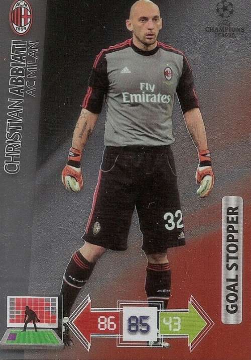 C. ABBIATI (AC Milan) - PANINI `CHAMPIONS LEAGUE 2012/13` - FOIL `GOAL STOPPER` TRADING CARD