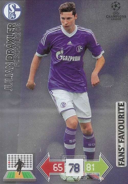JULIAN DRAXLER (Shalke) - PANINI `CHAMPIONS LEAGUE 2012/13` - FOIL `FANS FAVOURITE` TRADING CARD