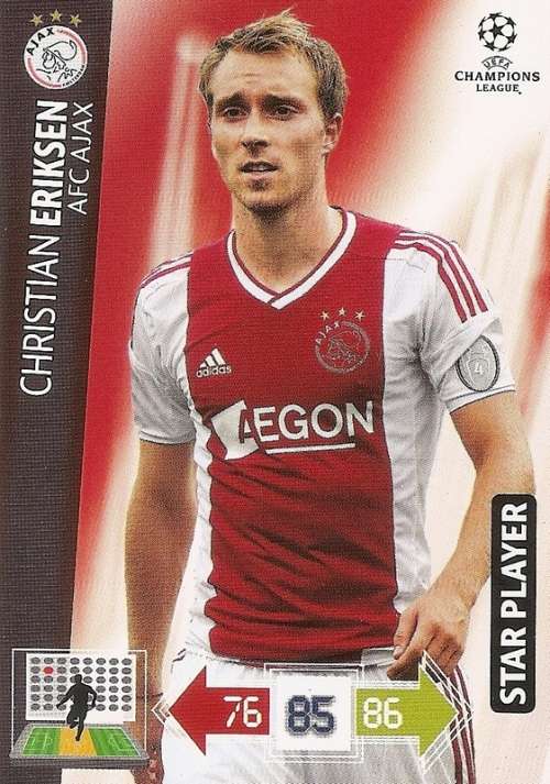 CHRISTIAN ERIKSEN(Ajax) - PANINI `CHAMPIONS LEAGUE 2012/13` - `STAR PLAYER` TRADING CARD