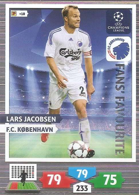LARS JACOBSEN (Kobenhavn) - PANINI `CHAMPIONS LEAGUE 2013/14` - `FANS FAVOURITE` TRADING CARD