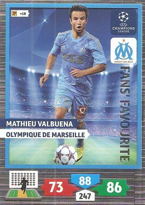 M. VALBUENA (Marseille) - PANINI `CHAMPIONS LEAGUE 2013/14` - `FANS FAVOURITE` TRADING CARD