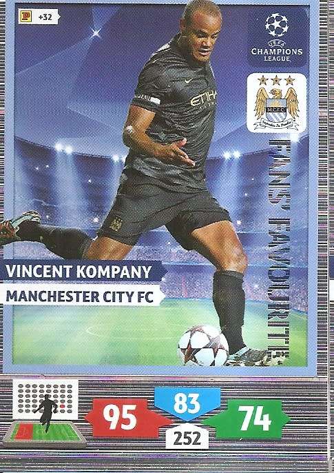 V. KOMPANY (Man. City) - PANINI `CHAMPIONS LEAGUE 2013/14` - `FANS FAVOURITE` TRADING CARD