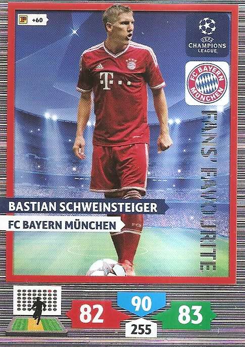 B. SCHWEINSTEIGER (Bayern M.) - PANINI `CHAMPIONS LEAGUE 2013/14` - `FANS FAVOURITE` TRADING CARD