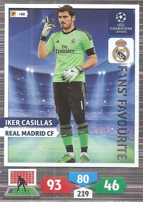 IKER CASILLAS (Real Madrid) - PANINI `CHAMPIONS LEAGUE 2013/14` - `FANS FAVOURITE` TRADING CARD
