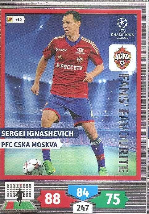 S. IGNASHEVICH (CSKA Moskva) - PANINI `CHAMPIONS LEAGUE 2013/14` - `FANS FAVOURITE` TRADING CARD