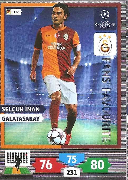 SELCUK INAN (Galatasaray) - PANINI `CHAMPIONS LEAGUE 2013/14` - `FANS FAVOURITE` TRADING CARD