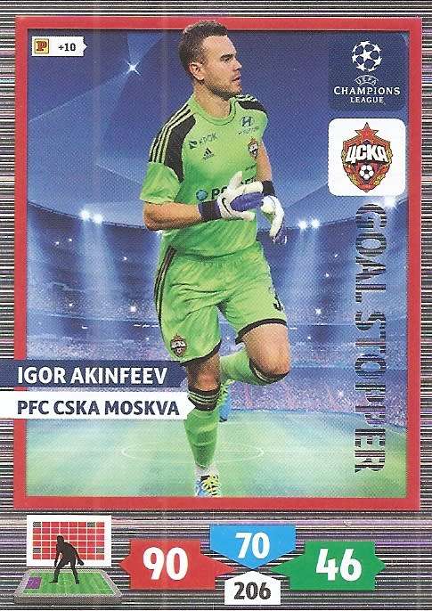IGOR AKINFEEV (CSKA Moskva) - PANINI `CHAMPIONS LEAGUE 2013/14` - `GOAL STOPPER` TRADING CARD