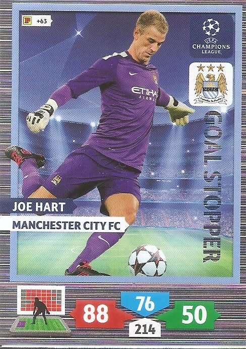 JOE HART (Man City) - PANINI `CHAMPIONS LEAGUE 2013/14` - `GOAL STOPPER` TRADING CARD