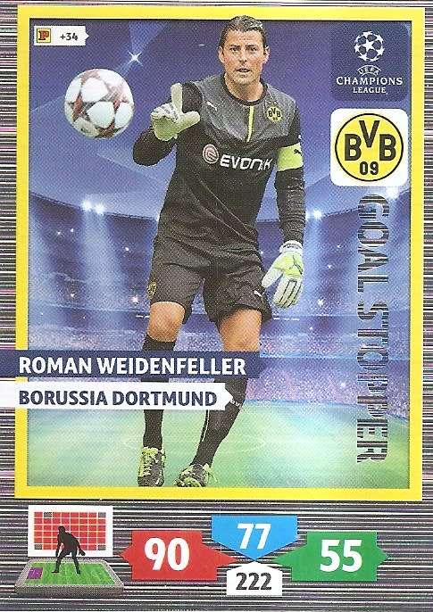 R.WEIDENFELLER (Dortmund) - PANINI `CHAMPIONS LEAGUE 2013/14` - `GOAL STOPPER` TRADING CARD