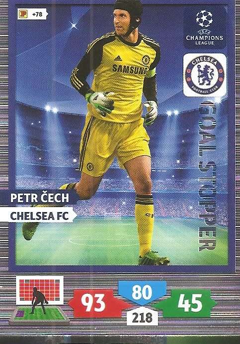 PETR CECH (Chelsea) - PANINI `CHAMPIONS LEAGUE 2013/14` - `GOAL STOPPER` TRADING CARD