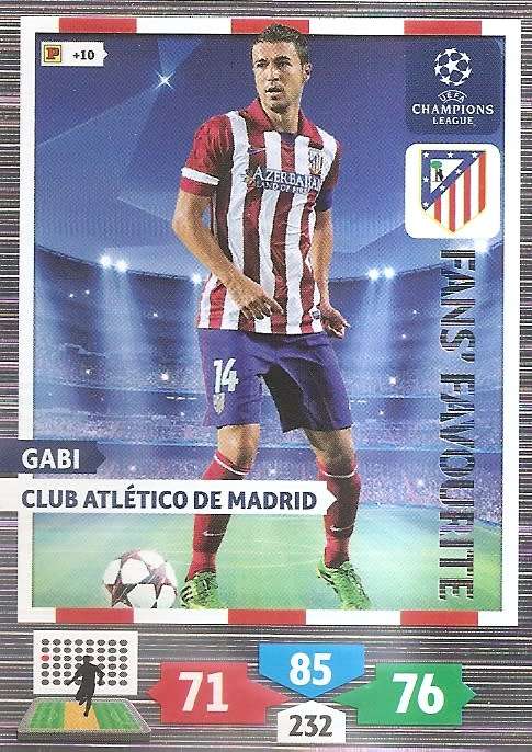 GABI (A. Madrid) - PANINI `CHAMPIONS LEAGUE 2013/14` - `FANS FAVOURITE` TRADING CARD