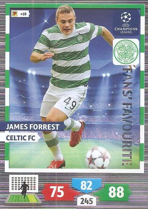 JAMES FOREST (Celtic) - PANINI `CHAMPIONS LEAGUE 2013/14` - `FANS FAVOURITE` TRADING CARD